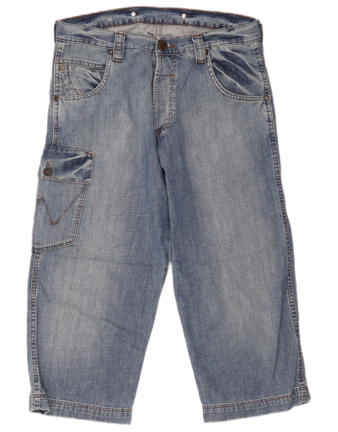 Wrangler Herre Denim Cargo Shorts W30 Medium Blue Bomuld