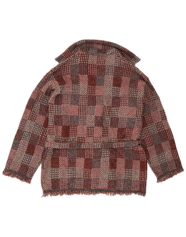 Zara Dame Oversized Cardigan Sweater UK 16 Large Burgundy Ternet akryl
