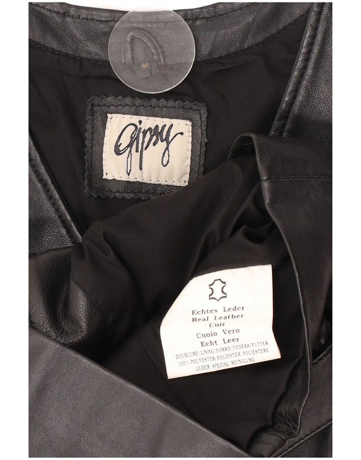 Gipsy Womens Læder Gilet UK 12 Medium Sort Læder
