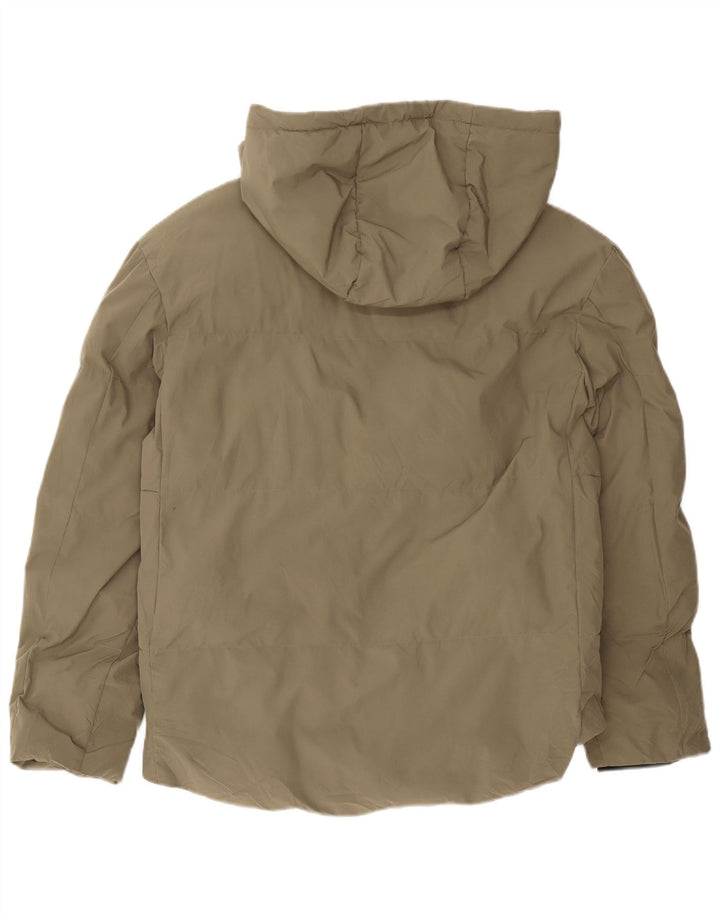 Zara Herre hættepolstret jakke UK 38 Medium Khaki Polyester