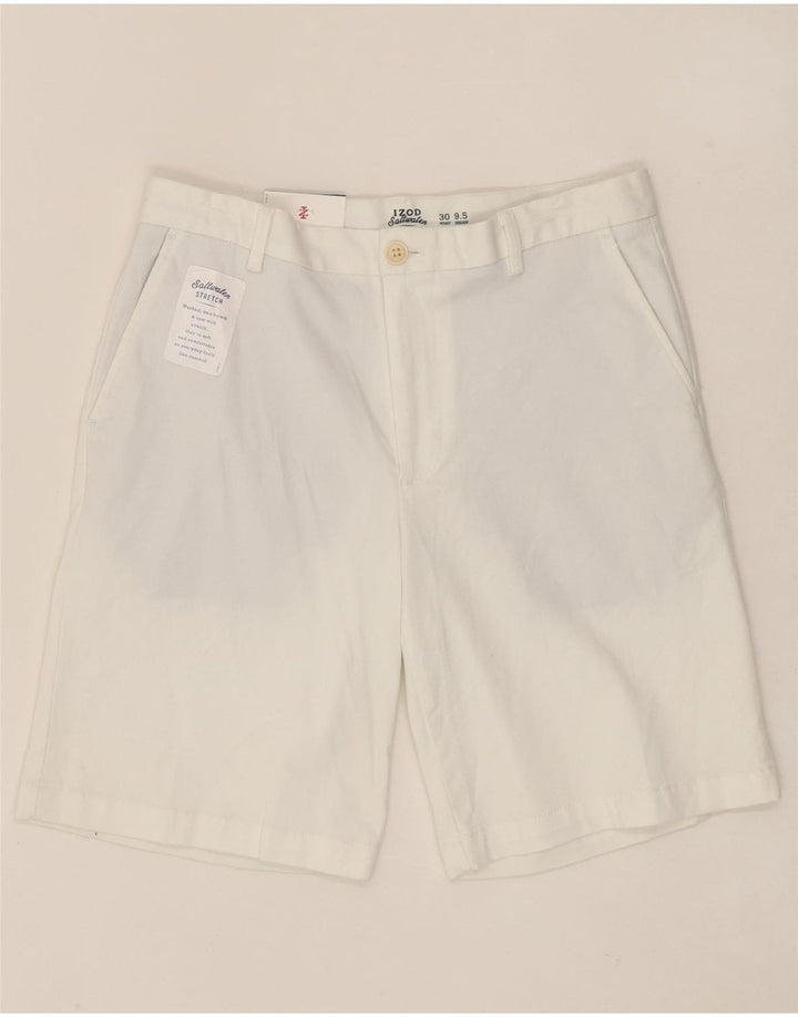 IZOD Mens Salt Water Chino Shorts W30 Medium White Cotton Vintage Izod and Second-Hand Izod from Messina Hembry 