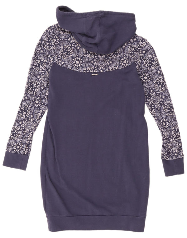 Kænguruer Dame Langærmet Hættetrøje Kjole UK 16 Large Navy Blue Paisley