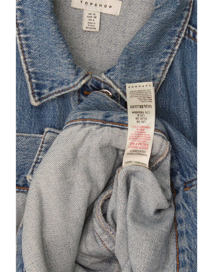Topshop Dame Oversized Denim Jacket UK 10 Small Blue Cotton