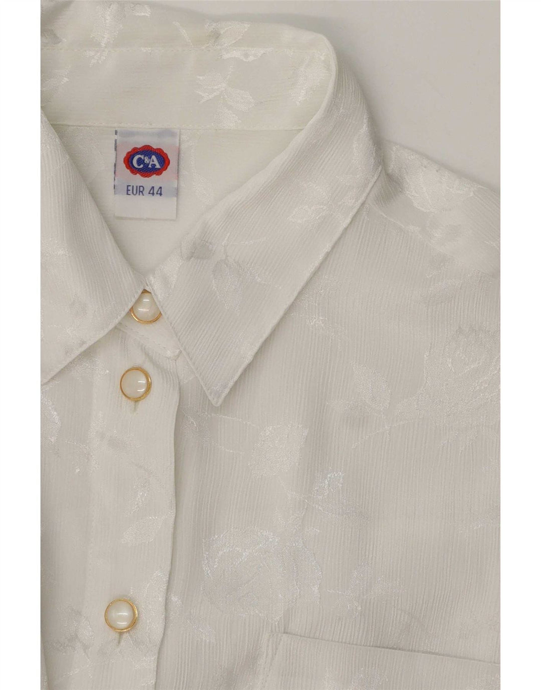 C&A skjortebluse til kvinder EU 44 XL Hvid blomstret polyester
