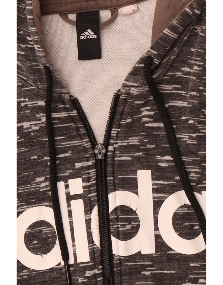 ADIDAS grafisk hættetrøje med lynlås til mænd mellem grå flækket