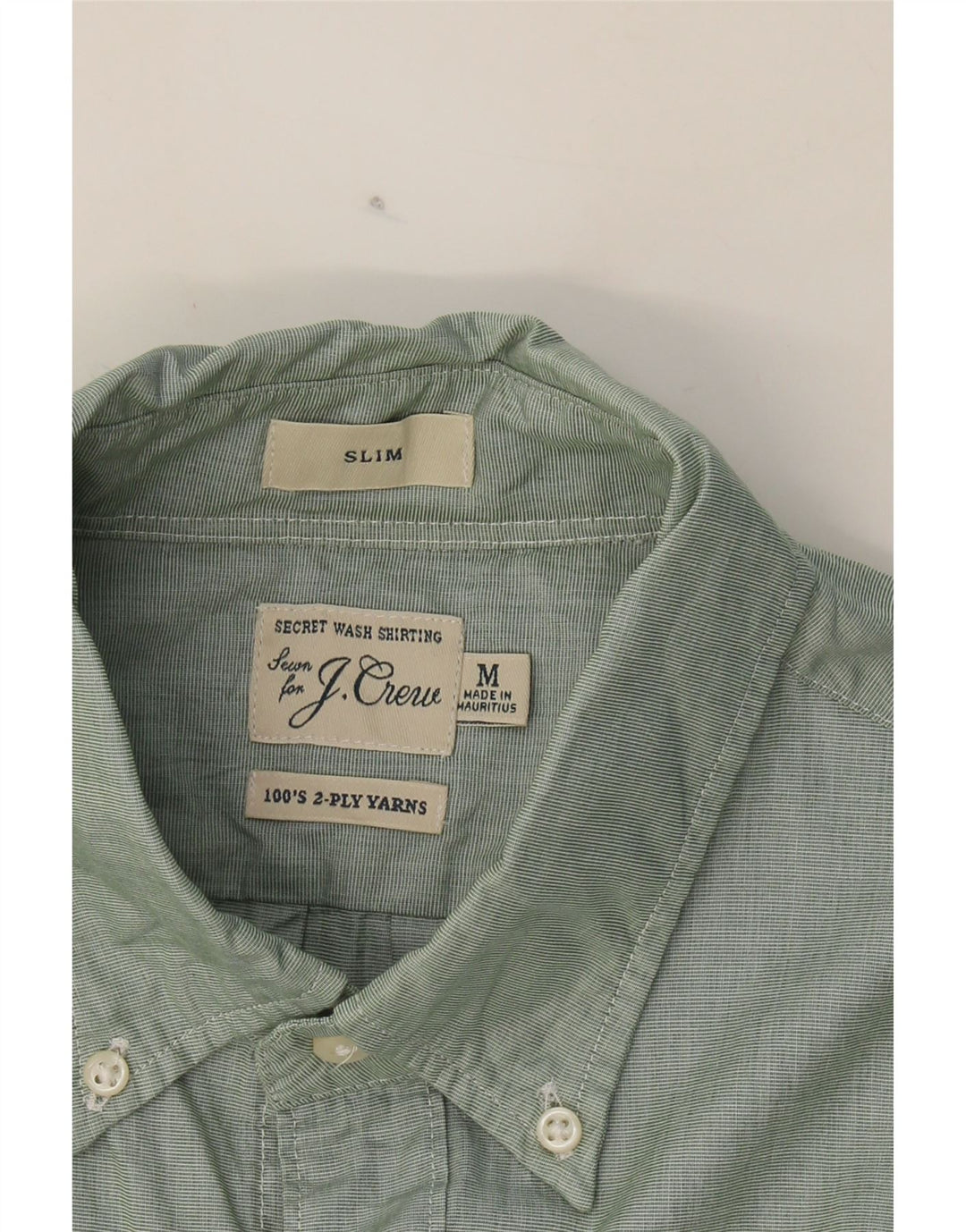 J. CREW Mens Slim Shirt Medium Green Cotton Vintage J. Crew and Second-Hand J. Crew from Messina Hembry 