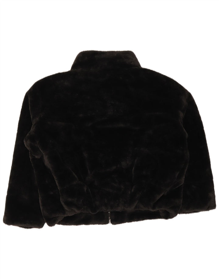 Zara Dame imiteret Pelsjakke UK 16 Stor Sort Polyester