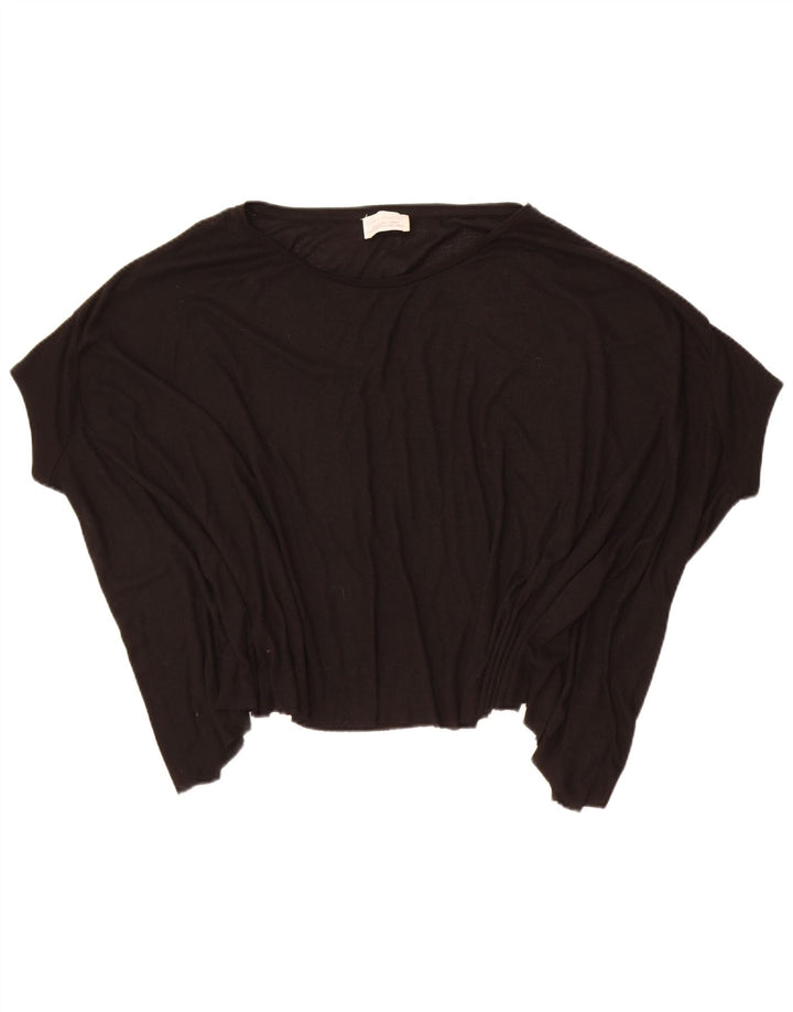 Zara Dame Batwing Oversized Bluse Top UK 10 Small Black Polyester