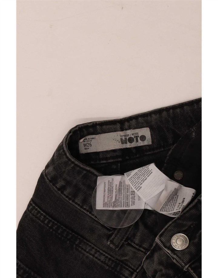 Topshop Dame Distressed Denim Shorts W26 Small Black Bomuld