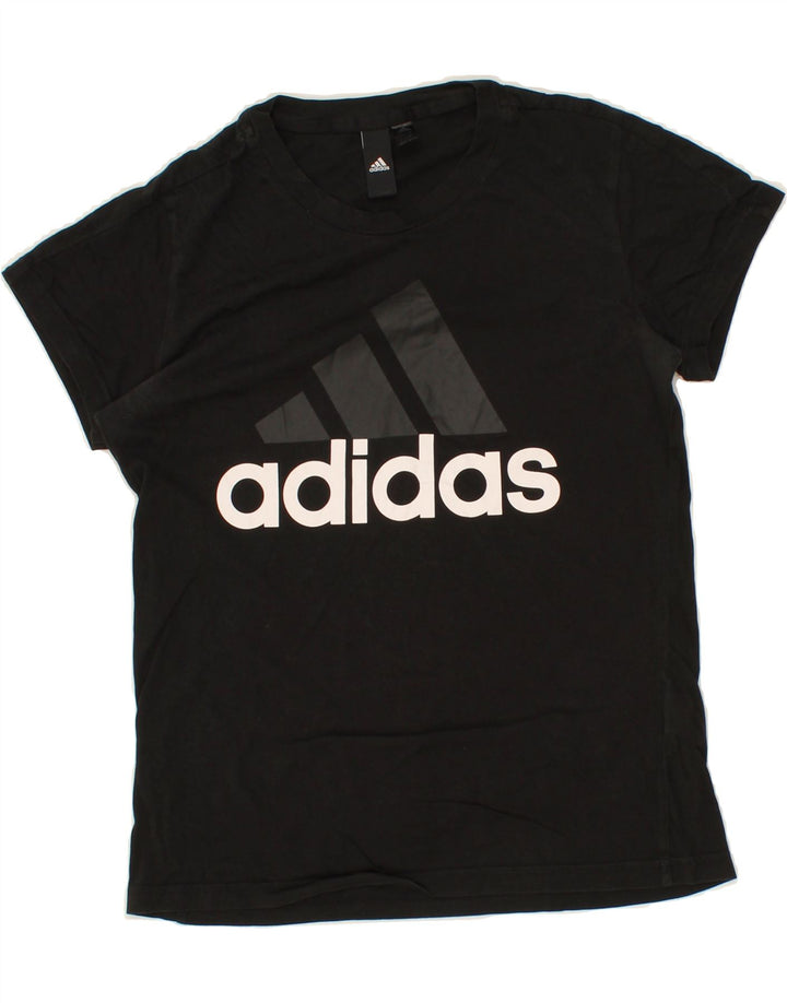 ADIDAS Womens Graphic T-Shirt Top UK 12/14 Medium Black Vintage Adidas and Second-Hand Adidas from Messina Hembry 