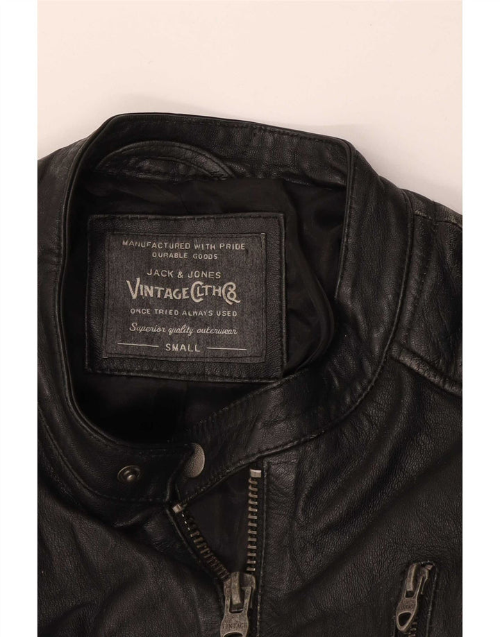 Jack & Jones Herre Læder Racer Jakke UK 36 Lille Sort