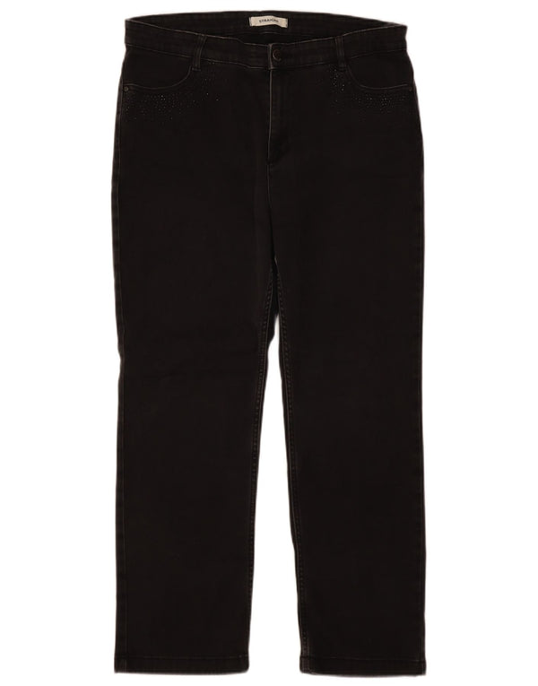 Marks & Spencer Dame Straight Jeans UK 16 Large W36 L28 Black Bomuld