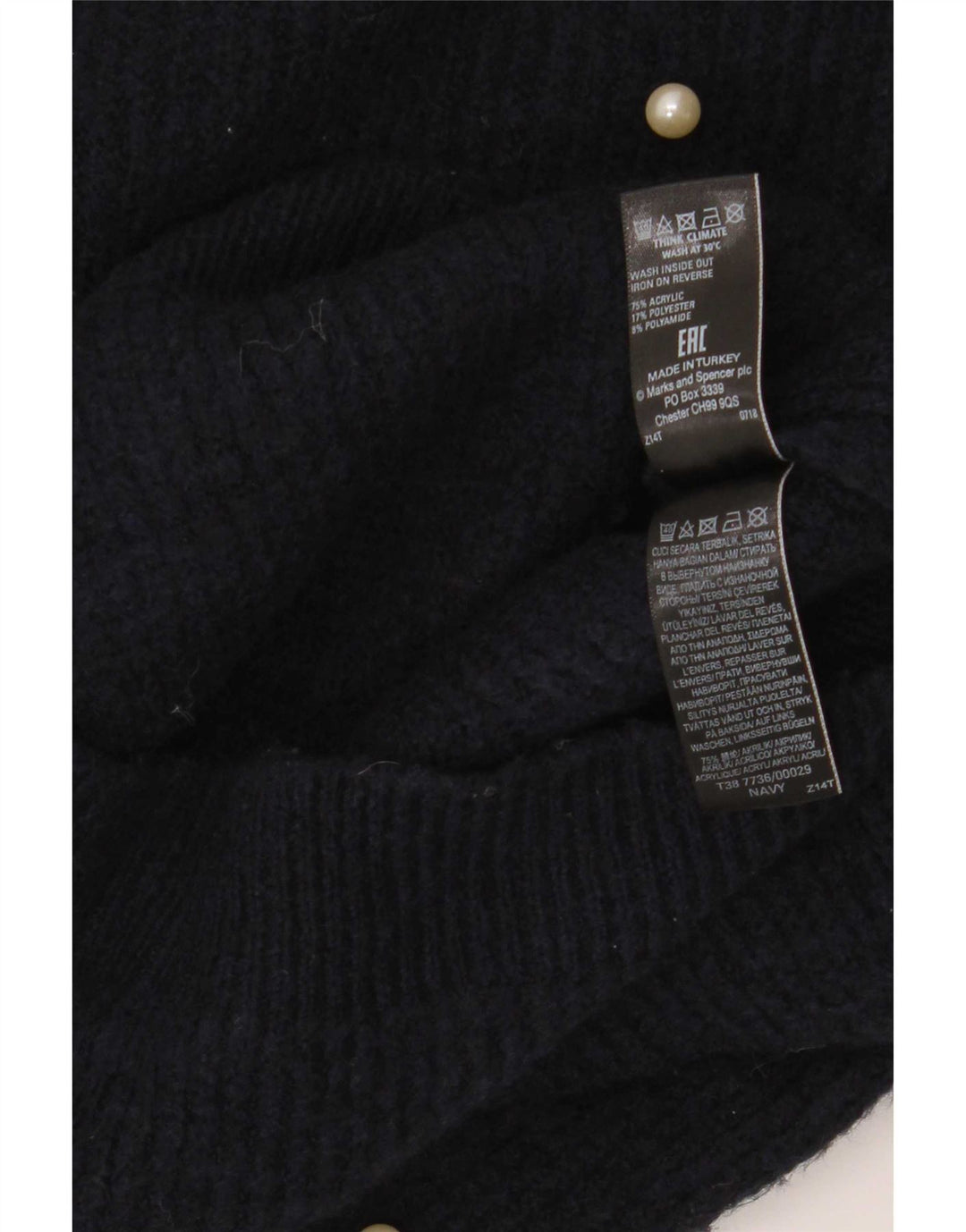Marks & Spencer Dame Boat Neck Jumper Sweater UK 8 Small Navy Blue