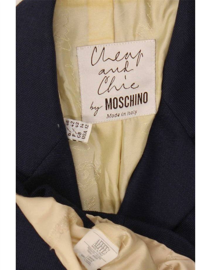 Moschino Dame 3-knaps kortærmet blazerjakke UK 14 Large Navy Blue