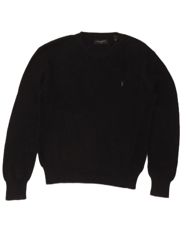 All Saints Herre Crew Neck Jumper Sweater Stor Sort Bomuld