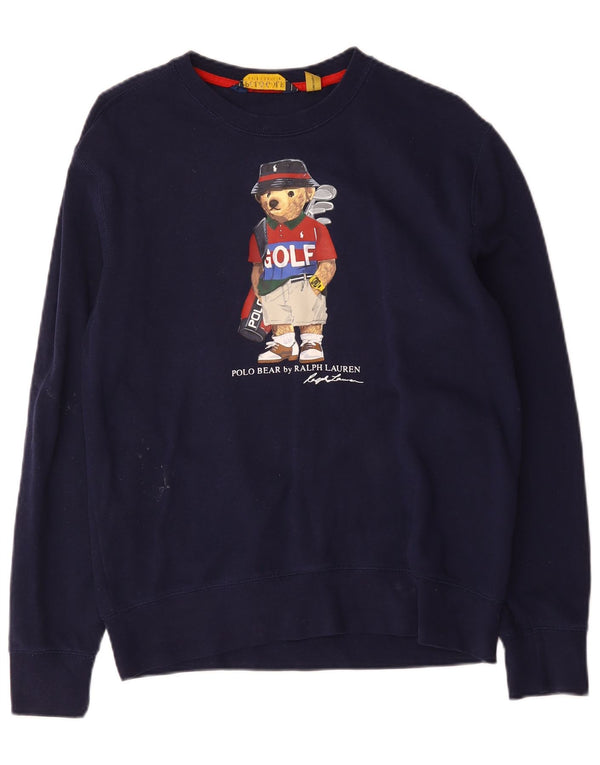 Polo Ralph Lauren Herre Grafisk Sweatshirt Jumper Medium Marineblå Bomuld