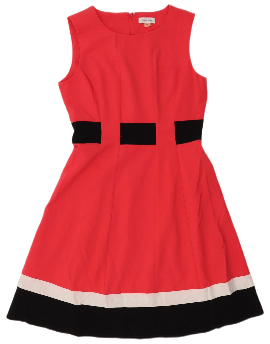 Calvin Klein Dame Ærmeløs A-Line Kjole US 6 Medium Red Colourblock