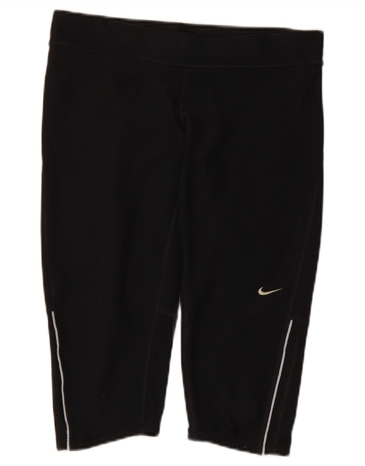 NIKE Dame Dri Fit Capri Leggings UK 12 Medium Sort Polyester