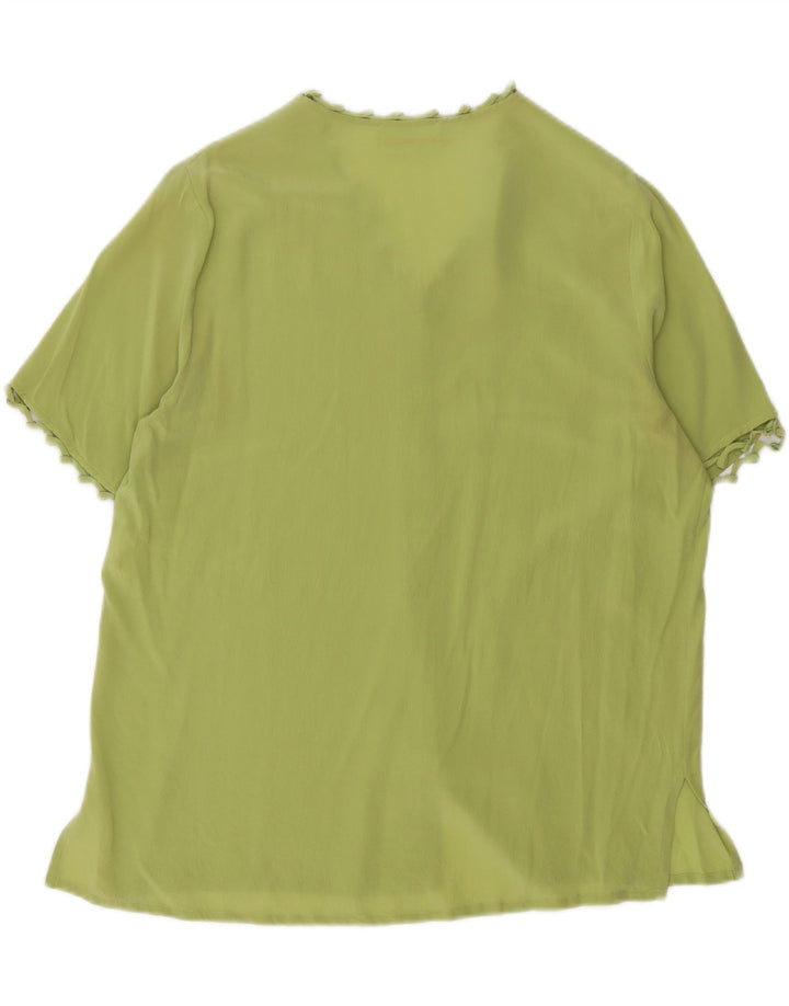 VINTAGE Womens Blouse Top IT 46 Large Green Silk