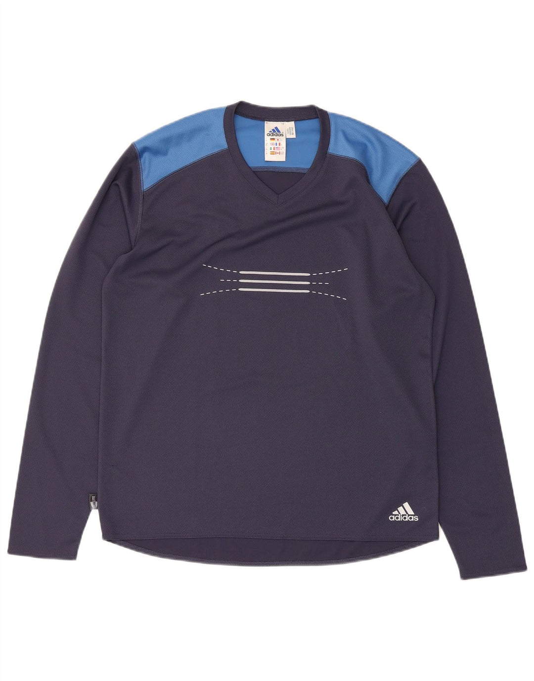 Adidas Herre Climalite Grafisk Top Langærmet Medium Navy Blue Colourblock