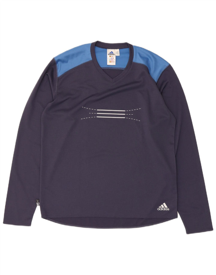 Adidas Herre Climalite Grafisk Top Langærmet Medium Navy Blue Colourblock