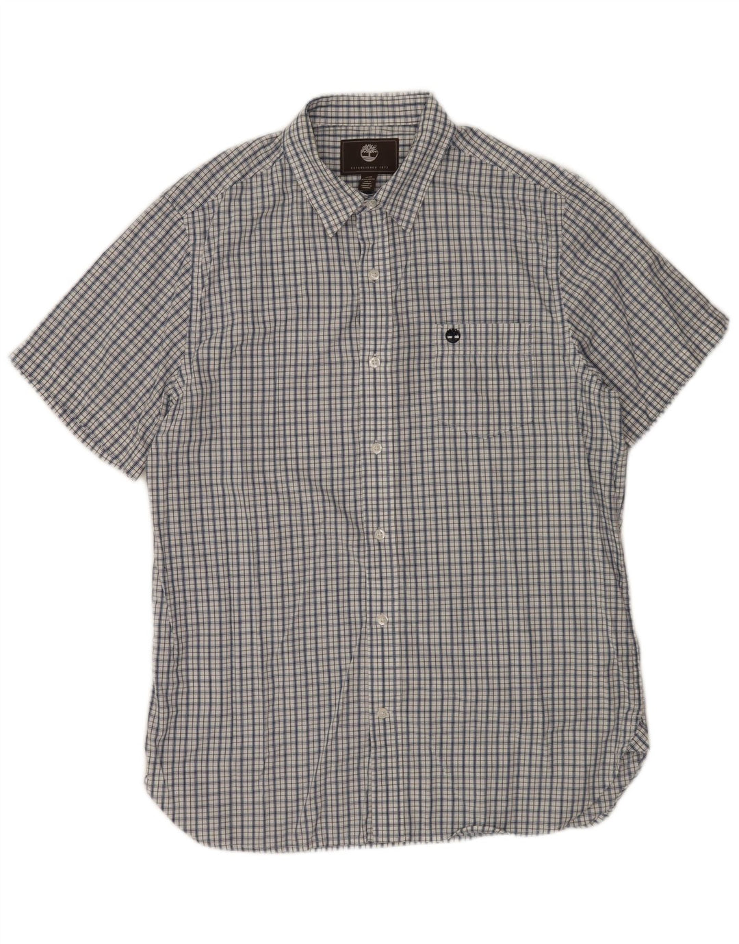 TIMBERLAND Kortærmet herreskjorte med normal pasform Medium marineblå ternet