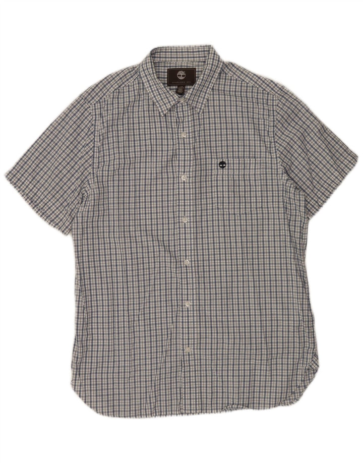 TIMBERLAND Kortærmet herreskjorte med normal pasform Medium marineblå ternet