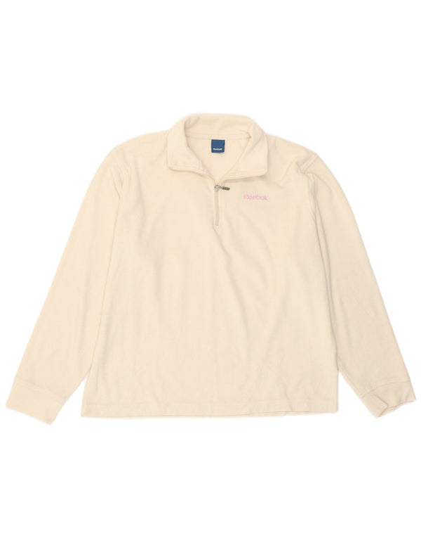 Reebok Fleece Jumper med lynlås til kvinder UK 18 XL Hvid polyester