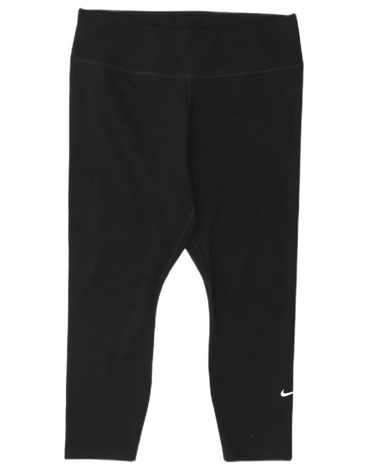 NIKE Dame Dri Fit Capri Leggings UK 14 Stor sort polyester