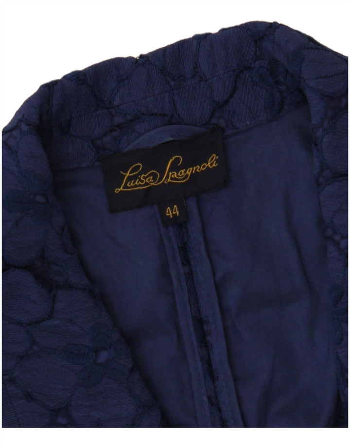 LUISA SPAGNOLI Dame Crop 3/4-ærmet blazerjakke IT 44 Medium Navyblå