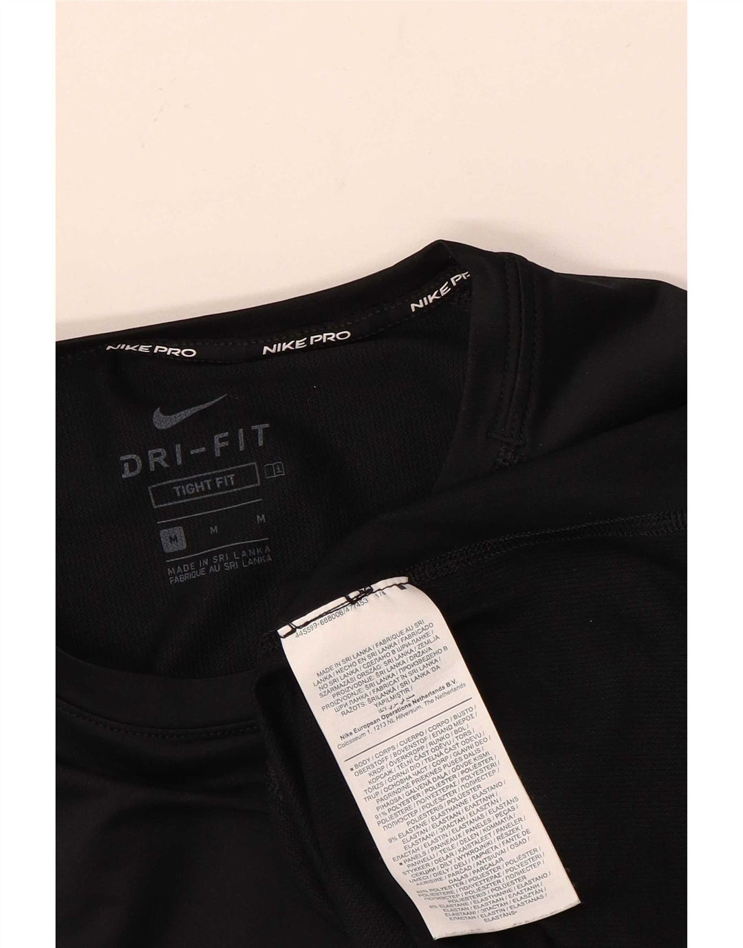 Nike Mens Tight Fit T-Shirt Top Medium Black Polyester