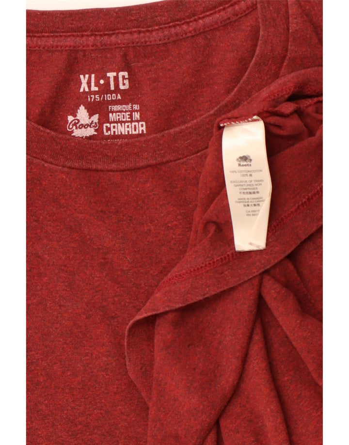 Roots Canada grafisk T-shirt top til kvinder XL Bourgogne Flecked Bomuld