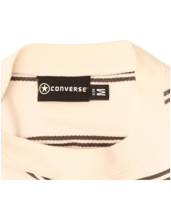 CONVERSE Grafisk sweatshirt til mænd Medium Off White Stribet bomuld