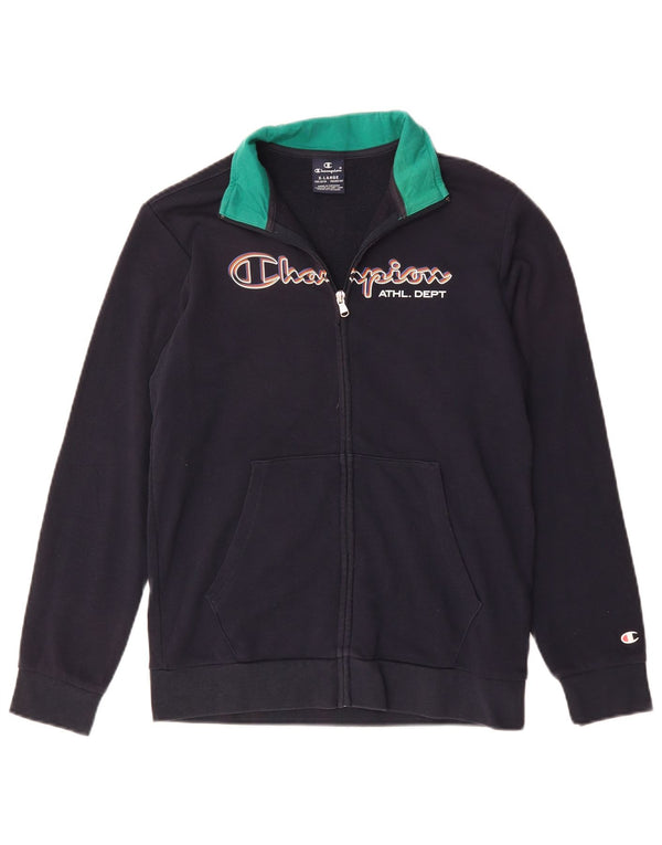 Champion drenge grafisk træningsdragt topjakke 13-14 år XL marineblå bomuld