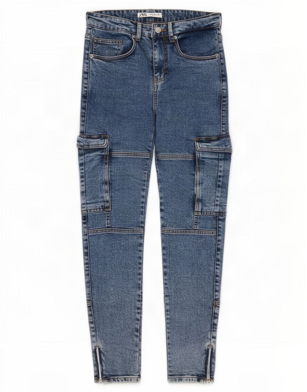 Zara Herre Cargo Skinny Jeans EU 38 Small W30 L30 Blå Bomuld