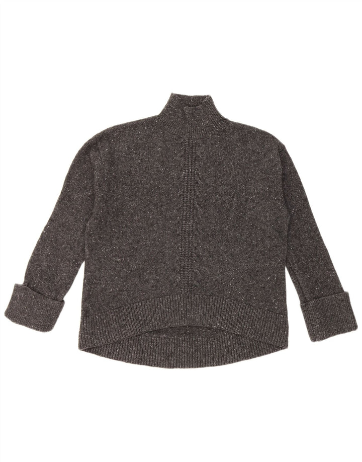 John Lewis Dame Turtle Neck Jumper Sweater UK 12 Medium Grey Flecked Wool
