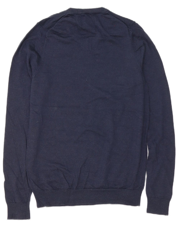 Marks & Spencer Herre V-hals sweater lille marineblå merinould