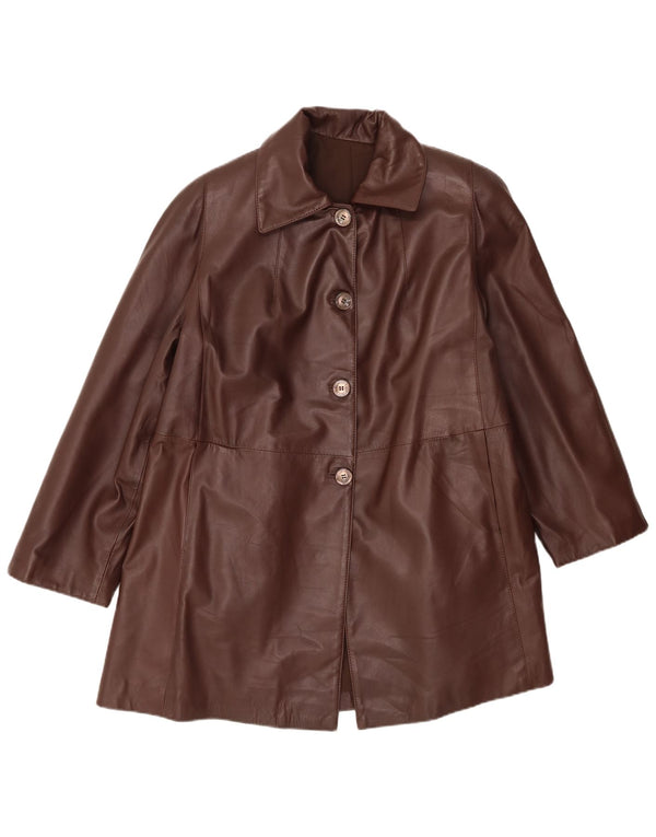 Vintage læderfrakke til kvinder UK 14 Large Brown