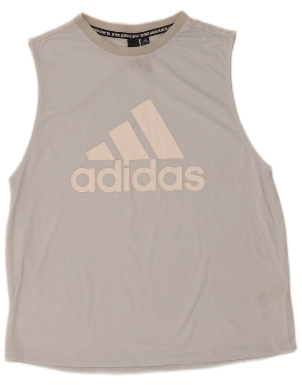 Adidas Dame Grafisk Vest Top UK 12/14 Medium Blue Polyester