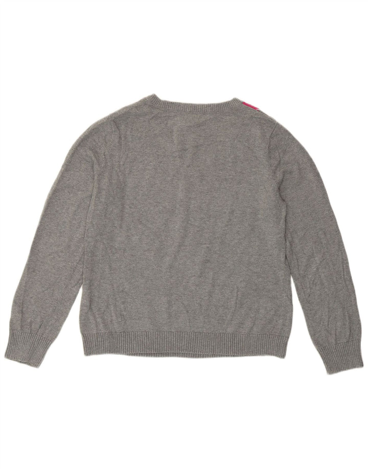Izod Dame V-hals sweater UK 14 Large Grey Argyle/Diamond