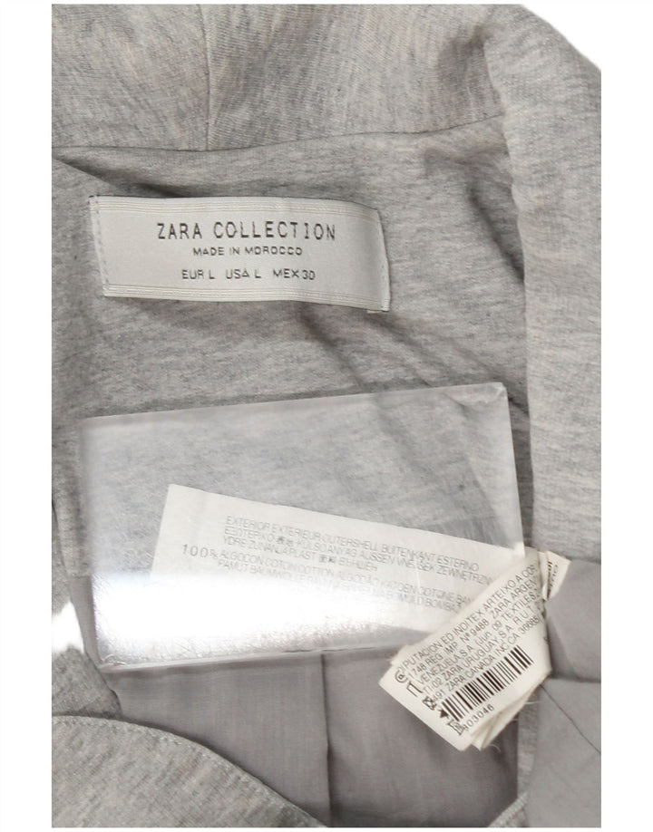Zara Dame 1 Knap Blazer Jakke UK 14 Stor Grå Bomuld