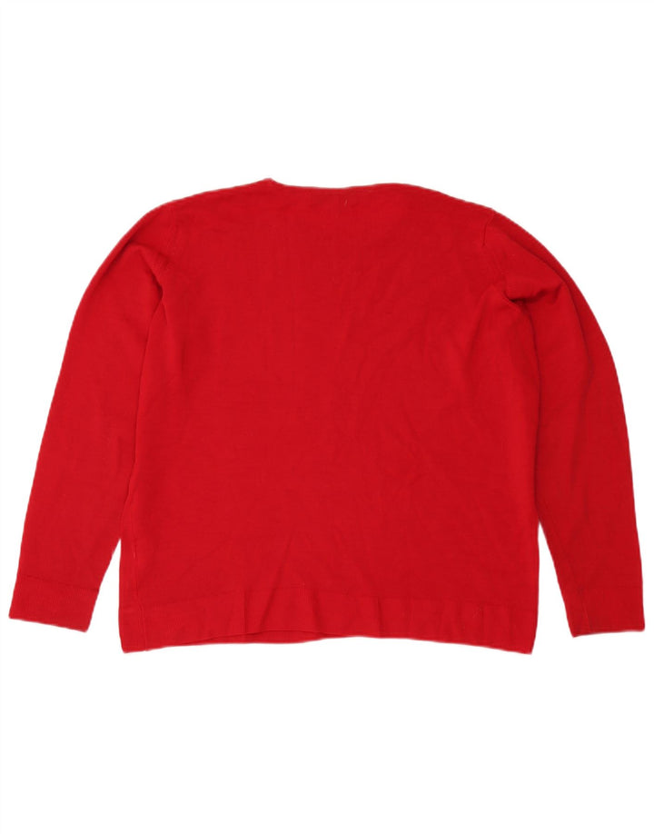 Marks & Spencer Dame Boat Neck Jumper Sweater UK 16 Large Red Wool