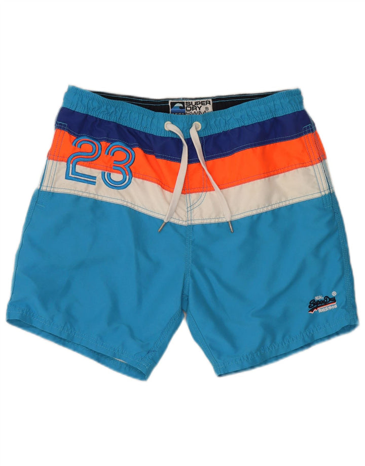 Superdry Herre grafiske almindelige svømmeshorts Stor blå farveblok
