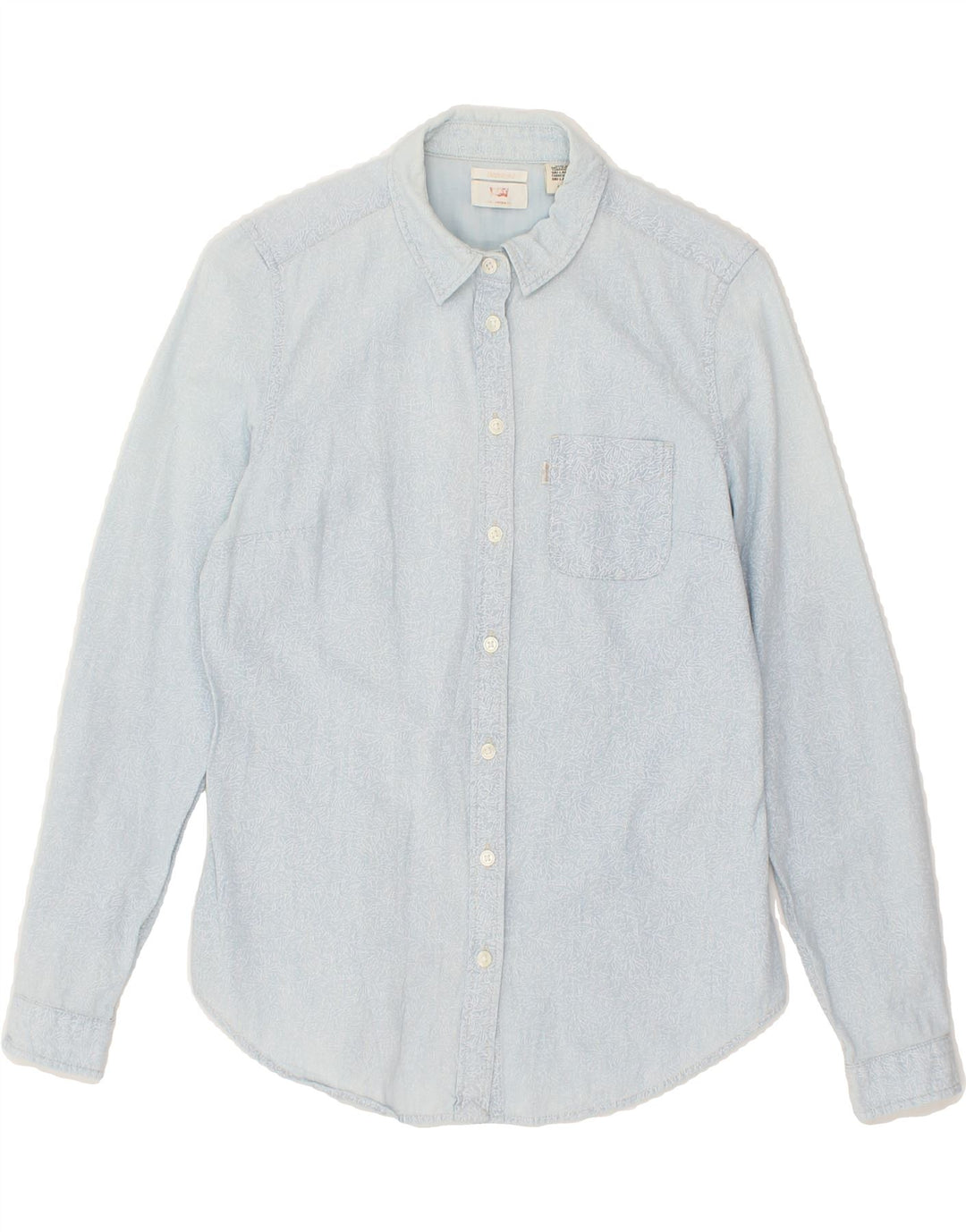 LEVI'S Womens Abstract Pattern Shirt UK 10 Small Blue Cotton Vintage Levi's and Second-Hand Levi's from Messina Hembry 