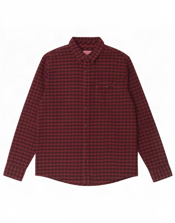 Fat Face Herre Flannel Shirt XL Burgundy Gingham Cotton