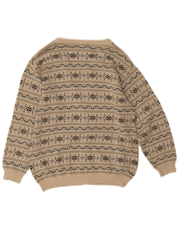 Vintage dame cardigan sweater UK 14 Medium Grey Fair Isle