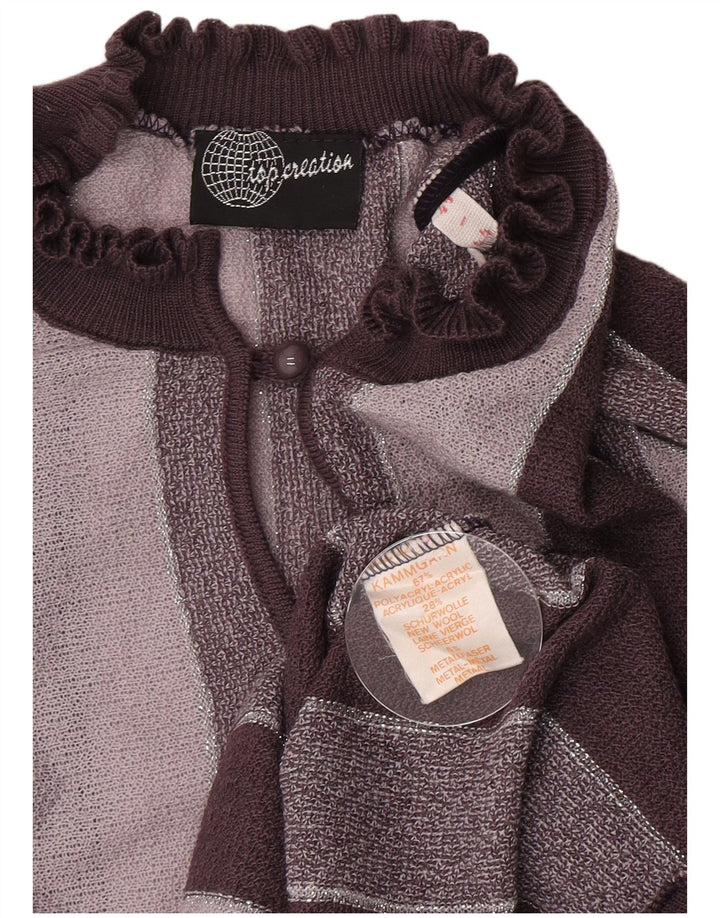 Vintage Dame Turtle Neck Jumper Sweater IT 44 Mellem grå stribet akryl