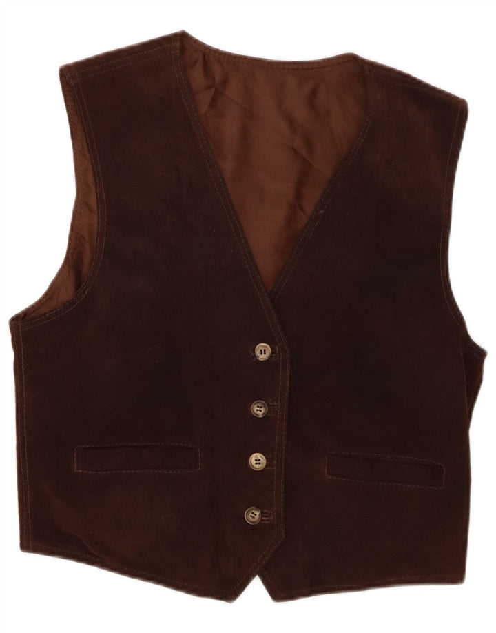 Vintage Dame ruskindsvest IT 46 Stor Brun