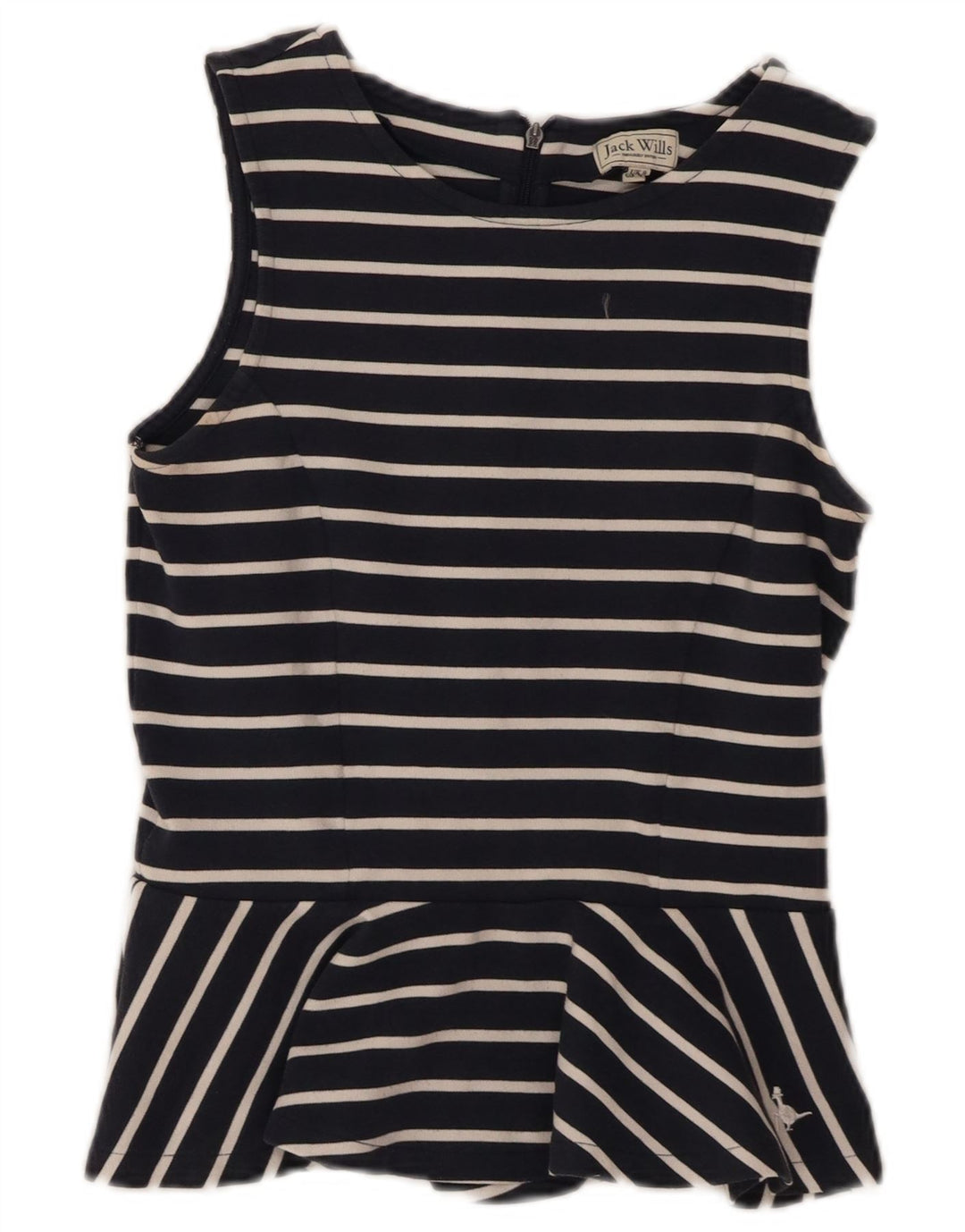 Jack Wills Dame Bluse Top UK 8 Small Navy Blue Stribet Nautical