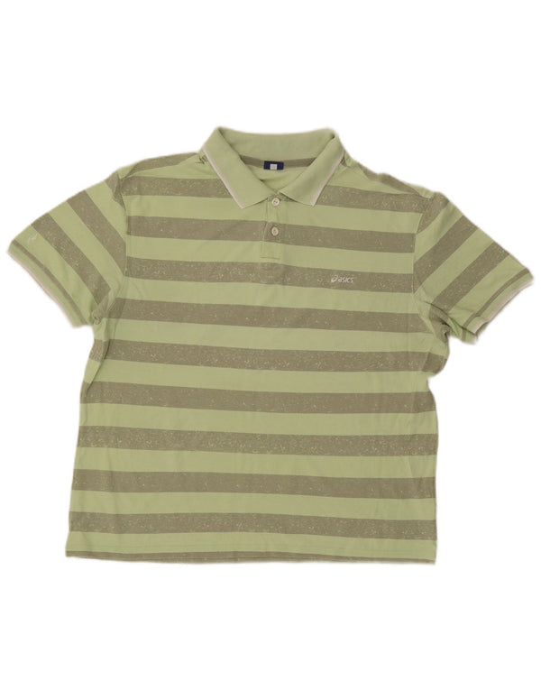 Asics herre polo shirt 2XL grøn stribet bomuld